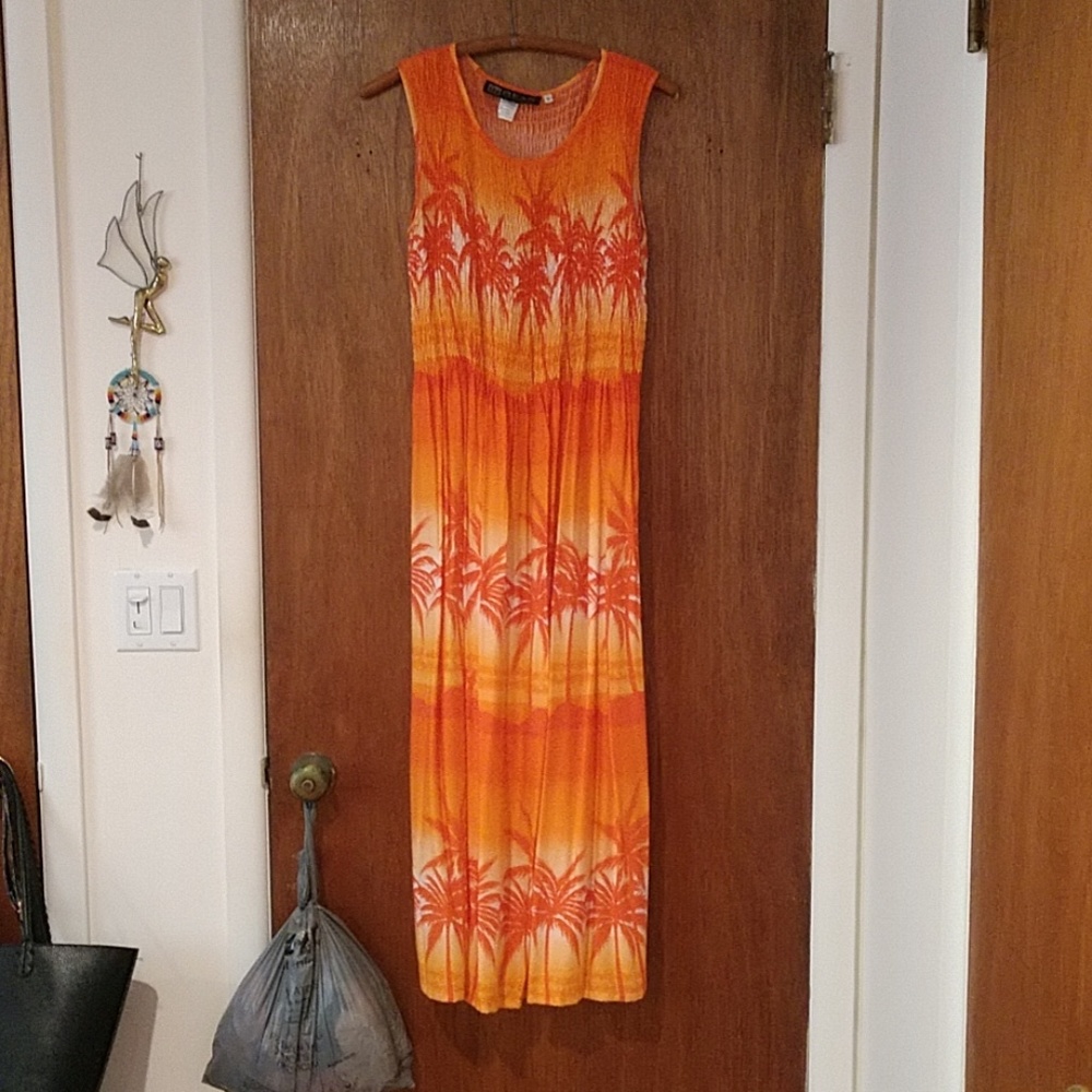 Orange tropical beach dress